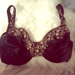 36DD Black & Gold Lace Underwire Bra